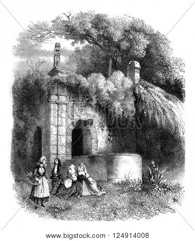 The Venus Quinipily in the department of Morbihan, vintage engraved illustration. Magasin Pittoresque 1847.