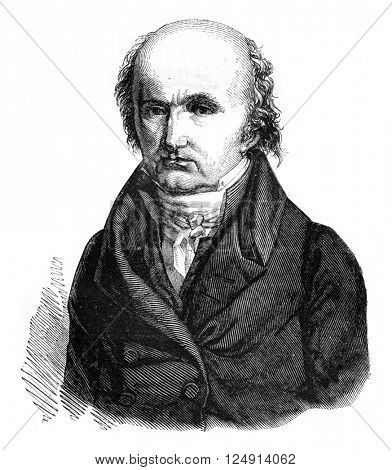 Breguet watchmaker, who died in 1823, vintage engraved illustration. Magasin Pittoresque 1847.
