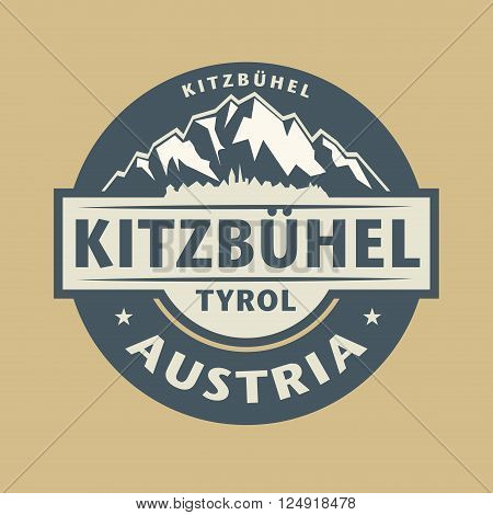 Abstract stamp with the name of town Kitzbuhel in Austria, vector illustration