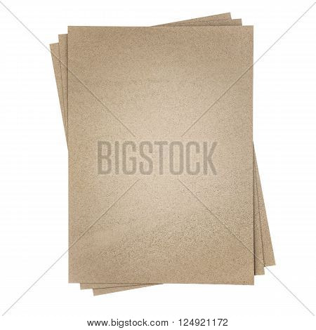 Brown sandpaper , isolated on white background