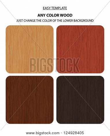 Vector wood texture. Natural wooden background. Four color variations and potential change colors