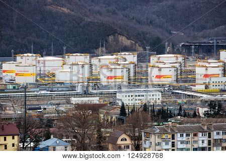 Tuapse, Russia - February 5, 2016: Tuapse Refinery - a Russian company in the Krasnodar region. The bulk of production is exported. Included in the oil company Rosneft.