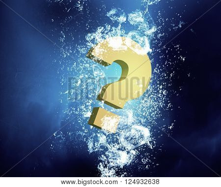 Question mark in water