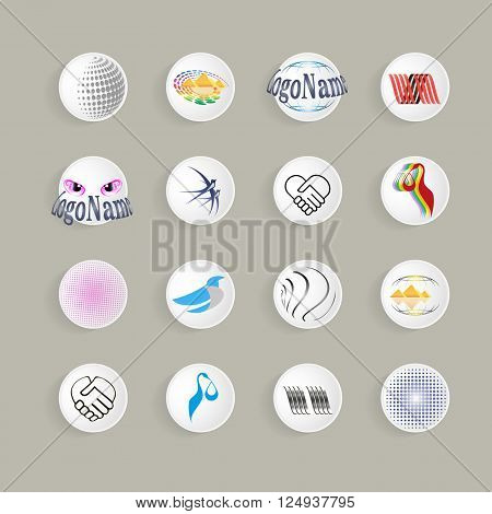 vector set of different logo on a white round background abiemnom