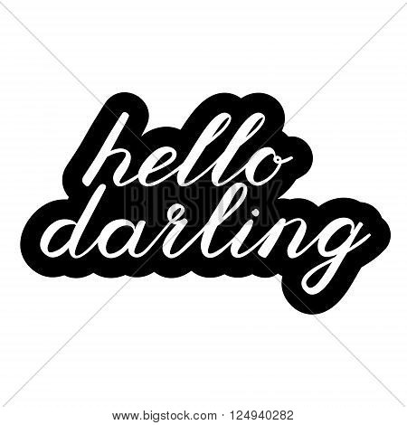 Hello darling brush lettering. Cute handwriting, can be used for greeting cards, scrapbooks, photo overlays and more.