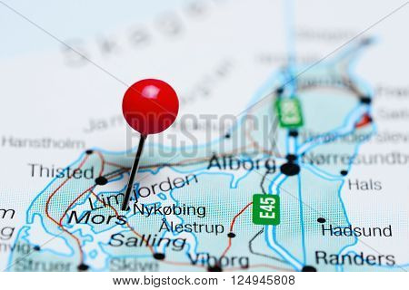 Nykobing Mors pinned on a map of Denmark