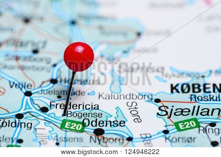 Bogense pinned on a map of Denmark
** Note: Shallow depth of field
