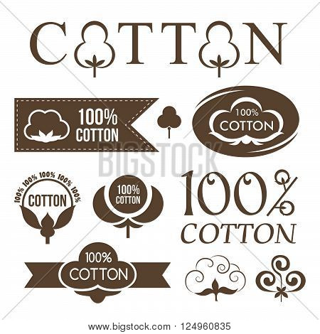 Cotton decorative elements banners icons and symbols