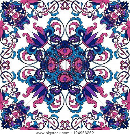 Thai art pattern. Oriental floral seamless ornament. Colorful hand drawn vector illustration