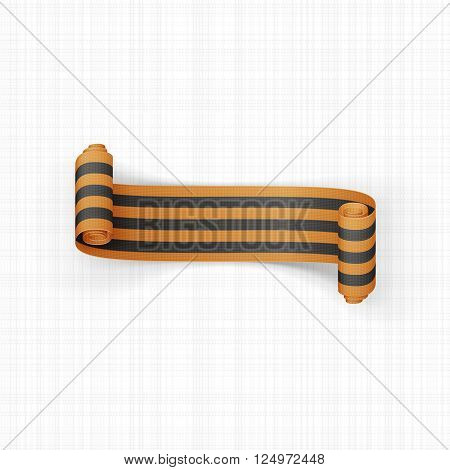 Black and golden scroll St. George Ribbon. Victory Day Symbol. Vector Illustration