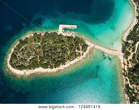 Aerial view of beautiful Adriatic sea in Croatia