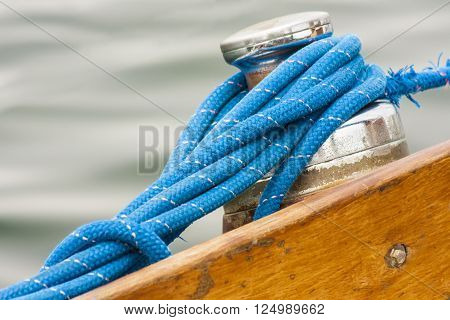 Sailing boat detail - from the capstan rope sailing closeup