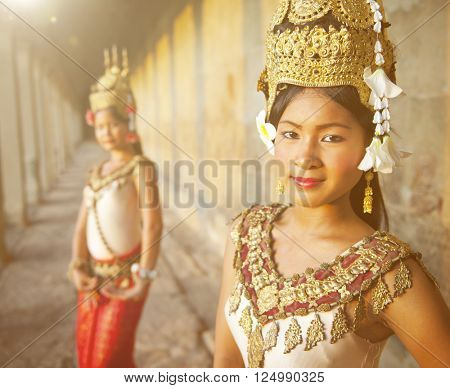 Traditional Aspara Dancers Cambodia Concept