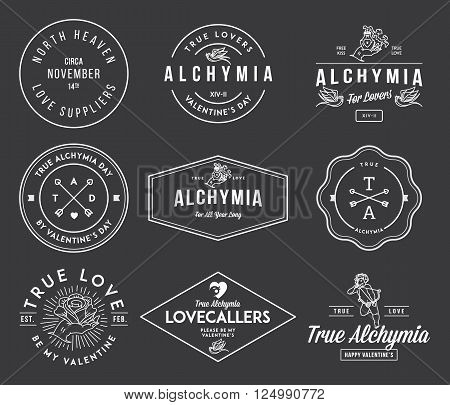 Valentines Alchymia badges and icons white on black