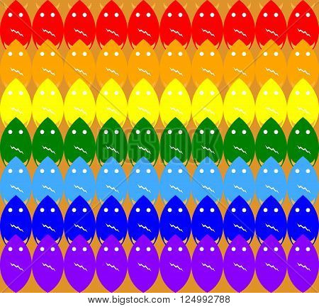 scary faces colored in rainbow colors in the pattern