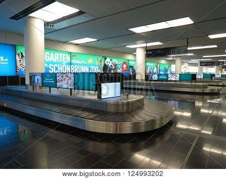 VIENNA SCHWECHAT, AUSTRIA - CIRCA MARCH 2013: luggage claim