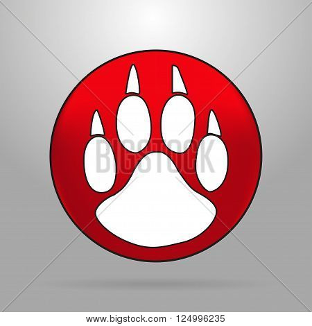 Cat paw logo on a red circle on a grey background