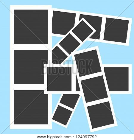 Collage picture frames on the blue background