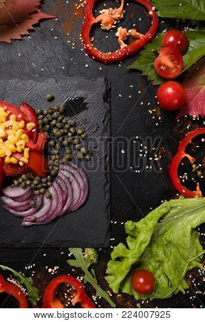 cobb salad restaurant food proper nutrition concept. lovers of separate eating. hard diet.