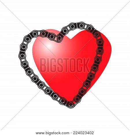 Illustration for the day of lovers. Heart and car chain. Vector graphics.