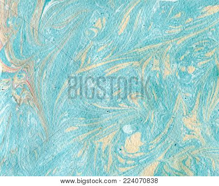 Ebru art. Traditional Turkish Ebru technique. Painting on water, followed by paper prints.