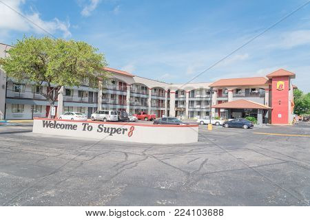 Exterior Of Super 8 Hotel In Austin, Texas, Usa