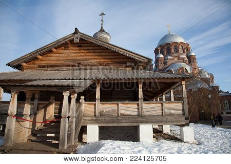 Sviyazhsk. Ioanno-Predtechensky Women's Monastery. 
Trinity Church and the Cathedral of Our Lady of Joy of All Who Sorrow. Tatarstan. Russia.