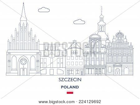 Szczecin Linear City Skyline, Poland. Famous places
