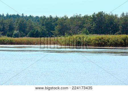 Summer Pryschukove dark brownish-red iodine lake with a therapeutic effect thanks to the high content of iodine (Kherson Region, Ukraine).