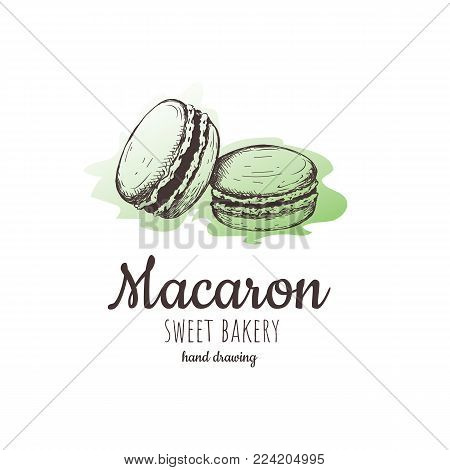 macaron, macaroon almond cakes, macaron sketch. macaroon style vector.macaron, macaroon biscuits, sweet and beautiful dessert