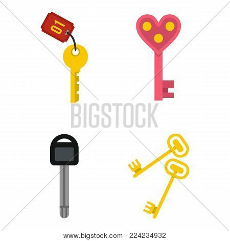 Key icon set. Flat set of key vector icons for web design isolated on white background