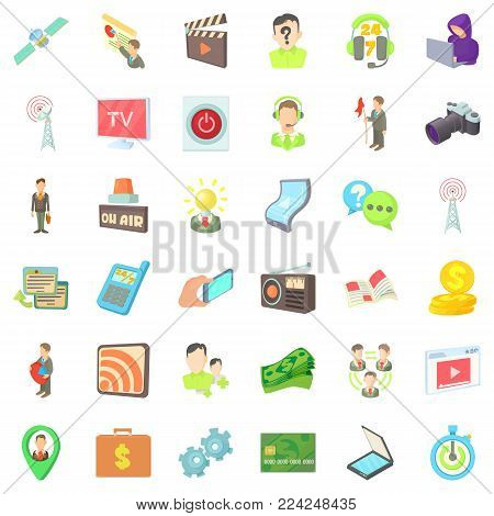Media representatives icons set. Cartoon set of 36 media representatives vector icons for web isolated on white background