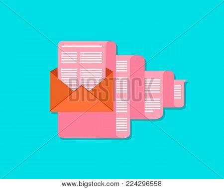 Letter in the envelope. Icon. Long letter. Vector illustration