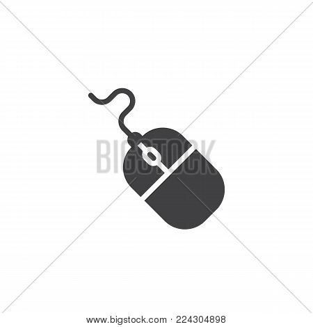 Computer mouse icon vector, filled flat sign, solid pictogram isolated on white. Mouse click symbol, logo illustration.