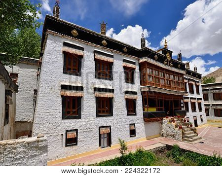 View on the beautifully Sankar Gompa Buddhist Monastery in the Leh city in Ladakh, Jammu and Kashmir. This region is a purpose of motorcycle expeditions organised by Indians