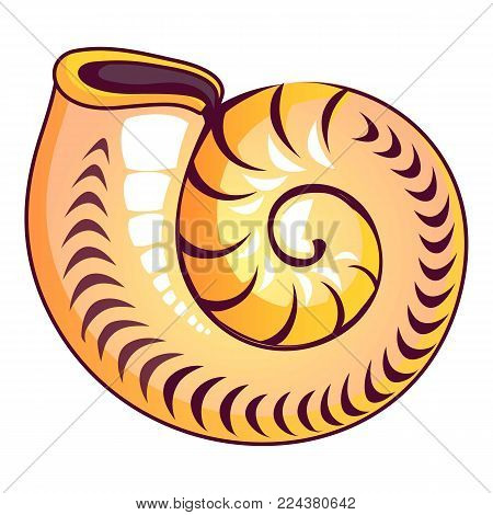 Round shell icon. Cartoon illustration of round shell vector icon for web