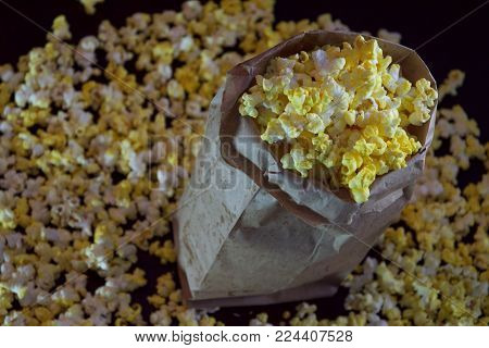 A yummy bag of yellow buttery popcorn