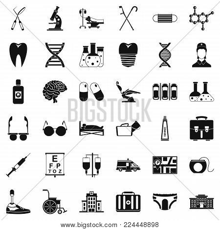 Therapeutic icons set. Simple set of 36 therapeutic vector icons for web isolated on white background