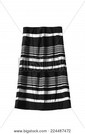 Black and white striped midi skirt isolated over white