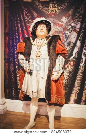 London, United Kingdom - August 24, 2017: Henry VIII (1491-1547) King of England (1509-1547)in Madame Tussauds wax museum in London