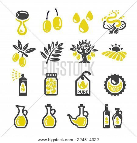 olive oil icon set food icon vector illustration