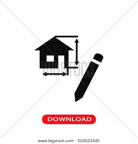 Drawing architecture project of a house icon vector in modern flat style for web, graphic and mobile design. Drawing architecture project of a house icon vector isolated on white background. Drawing architecture project of a house icon vector illustration