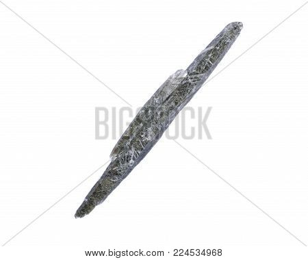 Clear Quartz Double Terminated Point Covered In Chlorite, From The Mountains Of Nepal, Isolated On W