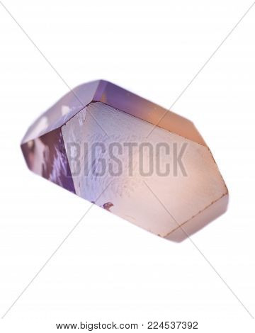 Natural Cut Ametrine Gemstone From Bolivia, Isolated On White Background