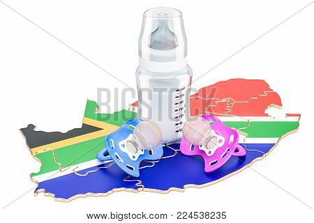 Birth rate and parenthood in South Africa concept, 3D rendering isolated on white background