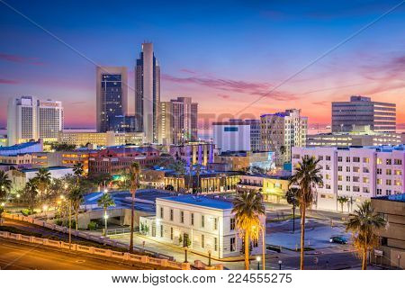 Corpus Christi, Texas, USA Skyline at dusk.