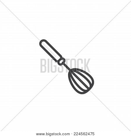 Eggbeater mixer line icon, outline vector sign, linear style pictogram isolated on white. Whisk for whipping symbol, logo illustration. Editable stroke