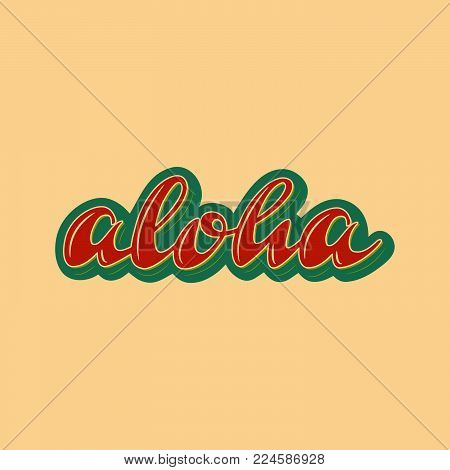 Aloha word lettering design in retro style. Vector illustration.