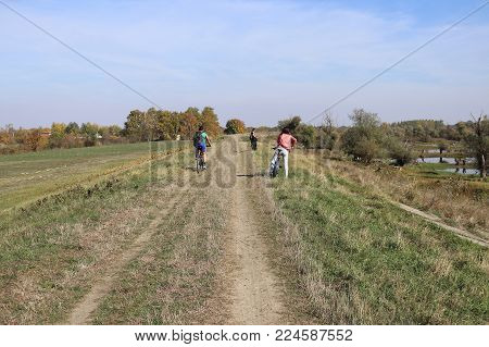 Bike track dirty offroad company in sport activity