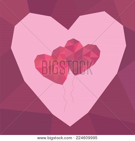 Love Balloons drawn with low poly method